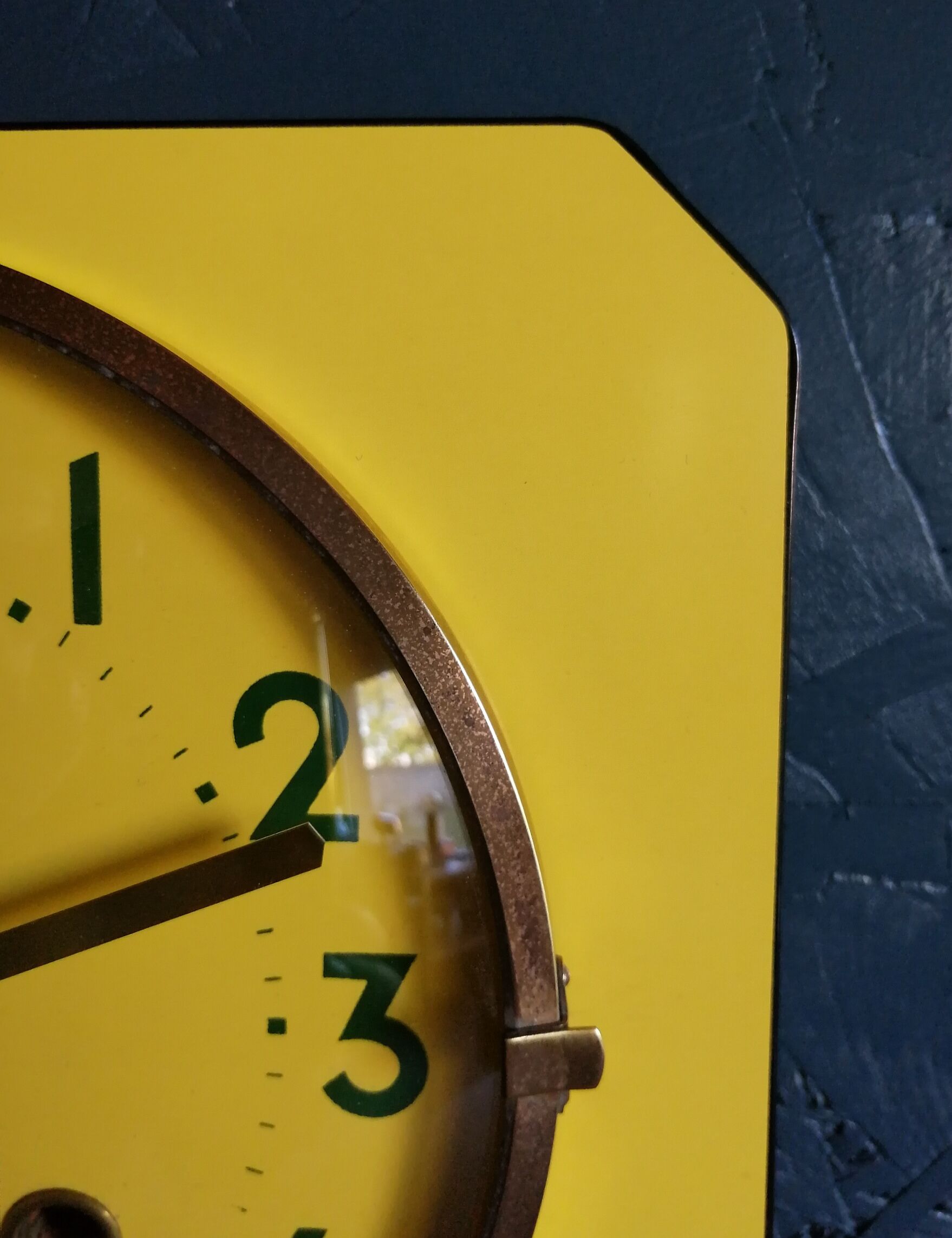 Vintage formica clock silent wall clock "FFR Golden Yellow"