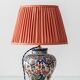 Dutch chinoiserie table lamp in polychrome Delftware, Makkum, with a new coral silk shade