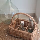 Vintage wicker bottle rack