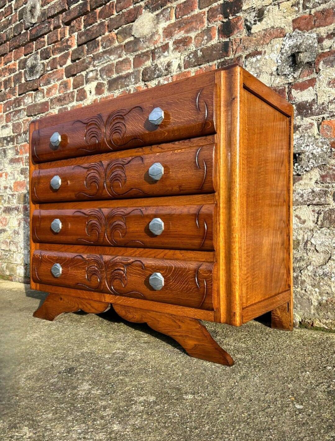 Art Deco commode, vintage antique piece with marble top.