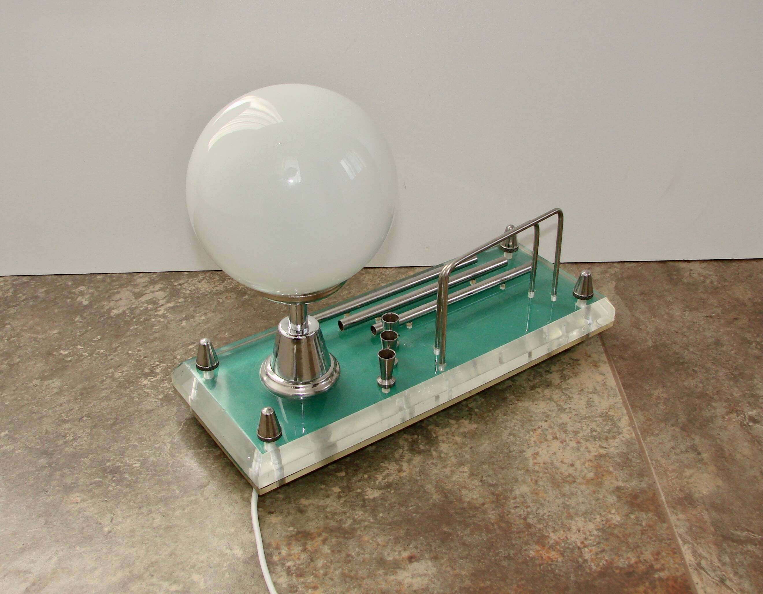 1970s lamp with storage compartment | Acrylic, metal, glass | E14 | Vintage
