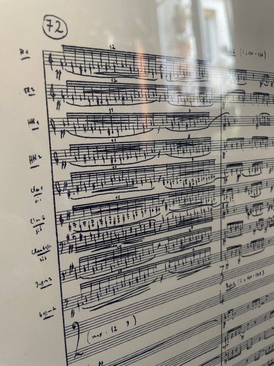 Rare framed lithograph of the score "Repons" by Pierre Boulez