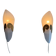Pair of glass and metal wall lights AGE, 1980s, Italy