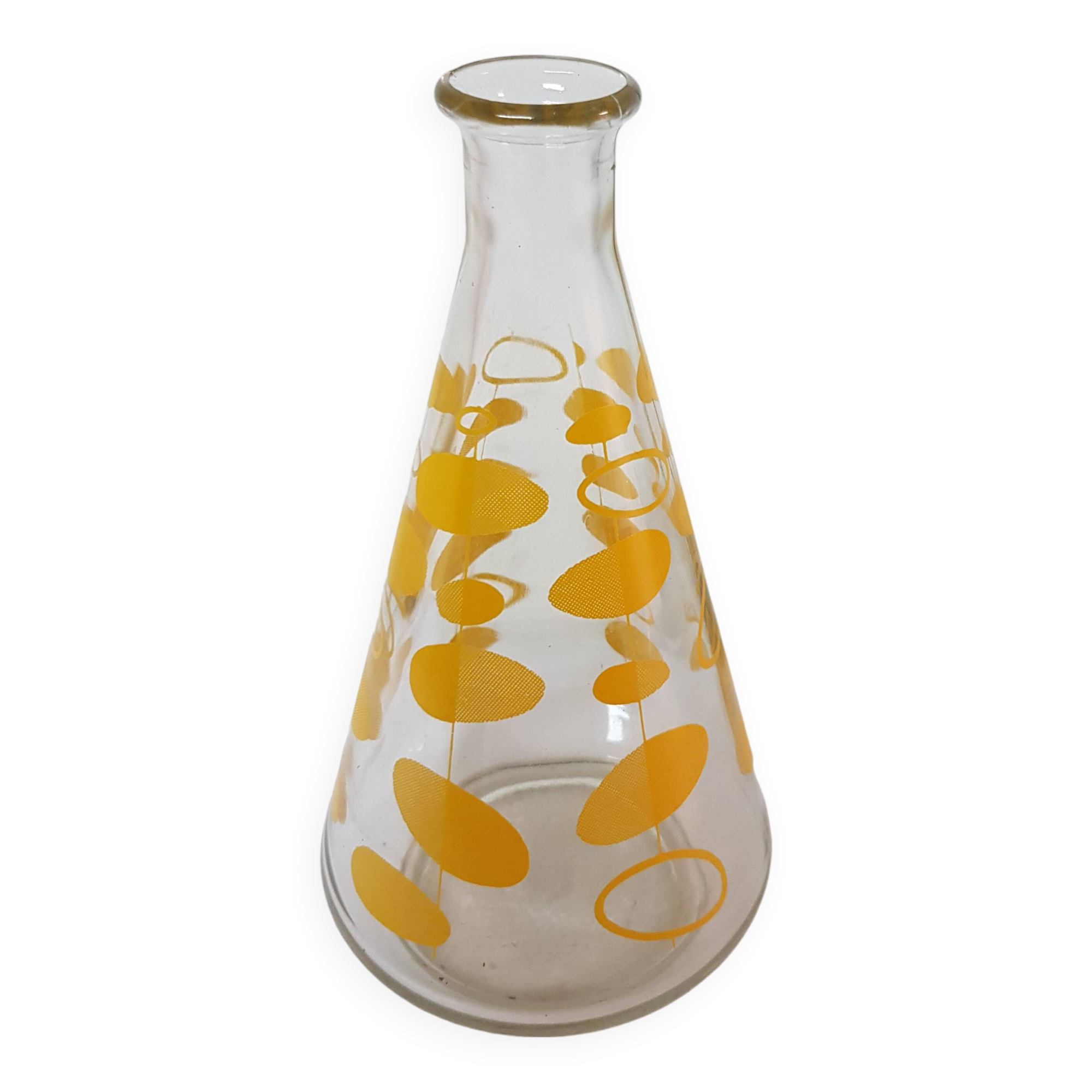 Vintage Yellow Geometric Decor Carafe 60's 70's