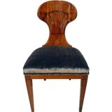 Biedermeier Ballon Chairs, Ash Veneer, Grey Velvet, Vienna, 1900, Set of 4