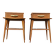 Pair of bedside tables, 1950s, compass legs