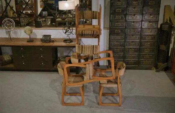 Set of 6 vintage 1960s 'Sleigh' chairs