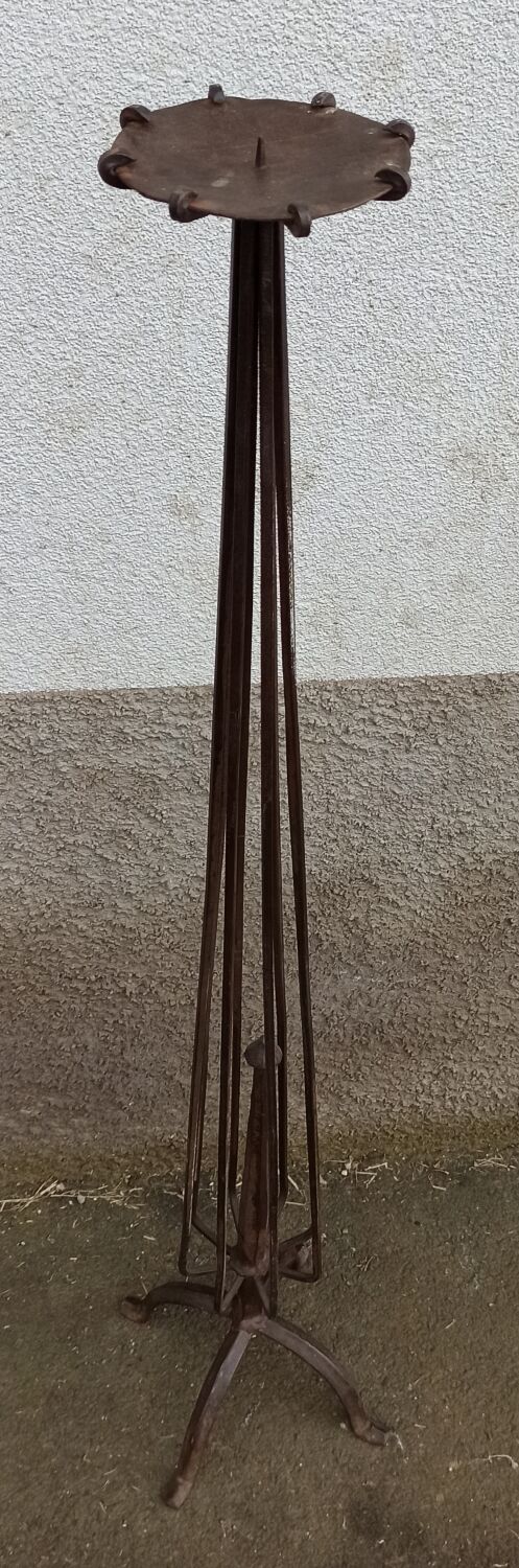 Antique wrought iron candle holder
