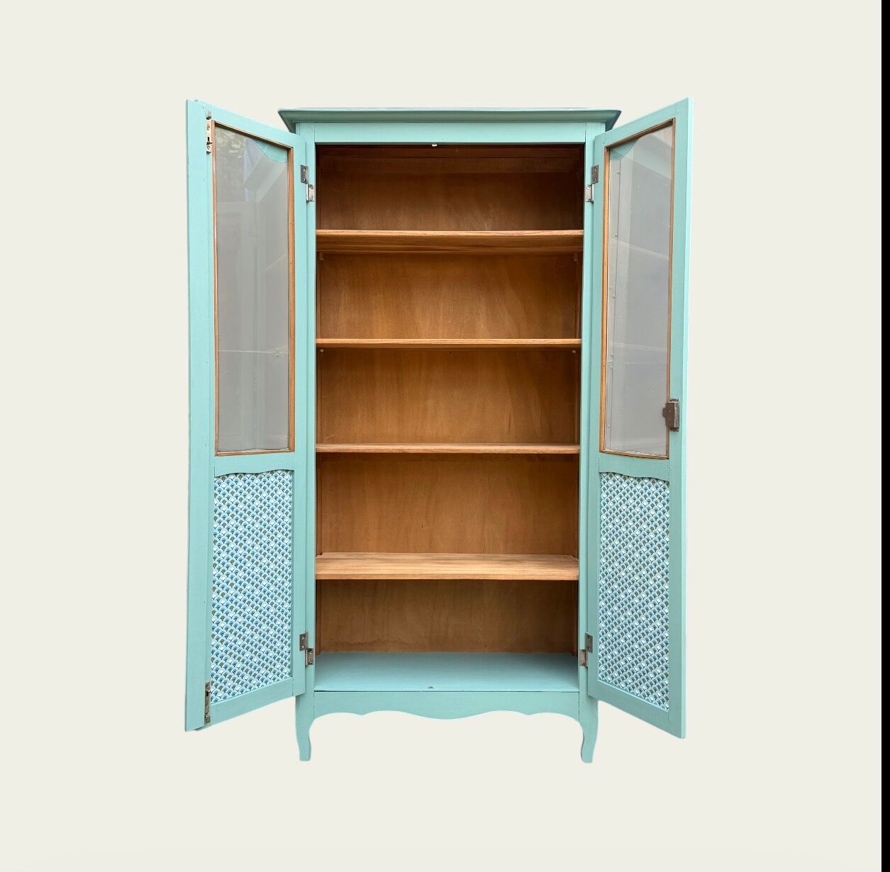 Vintage grey-green glass cabinet from the 1960s.