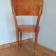 Bistro chair Baumann 1963 curved wood and skaï imitation leather caramel