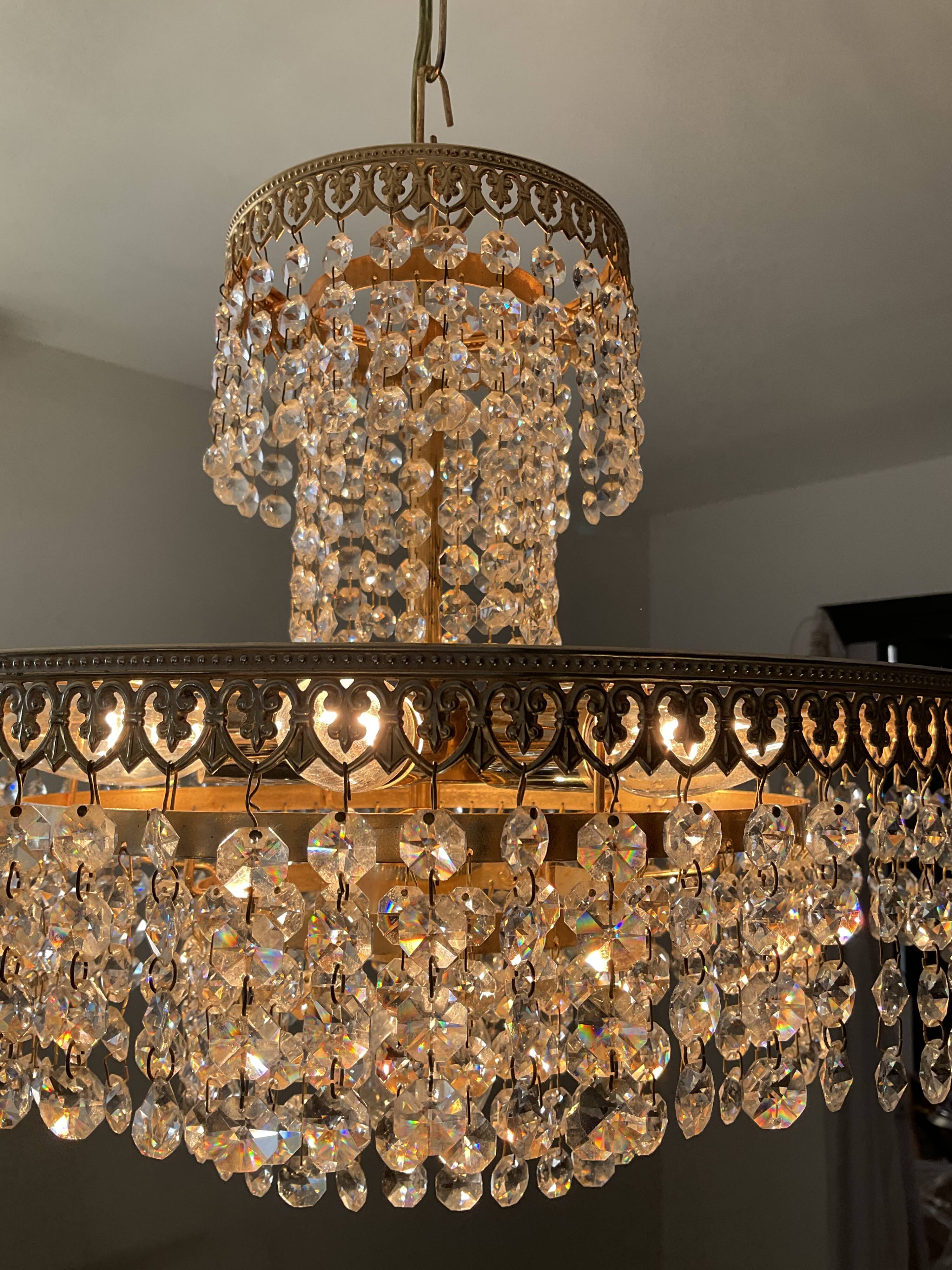 Crystal grapevine waterfall chandelier