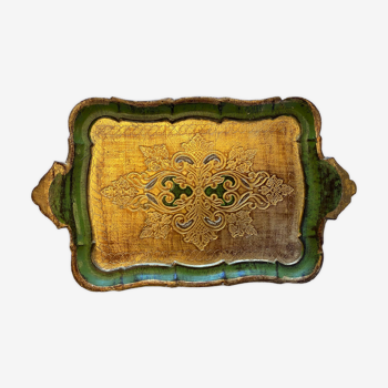 Venetian plateau gilded wood / green