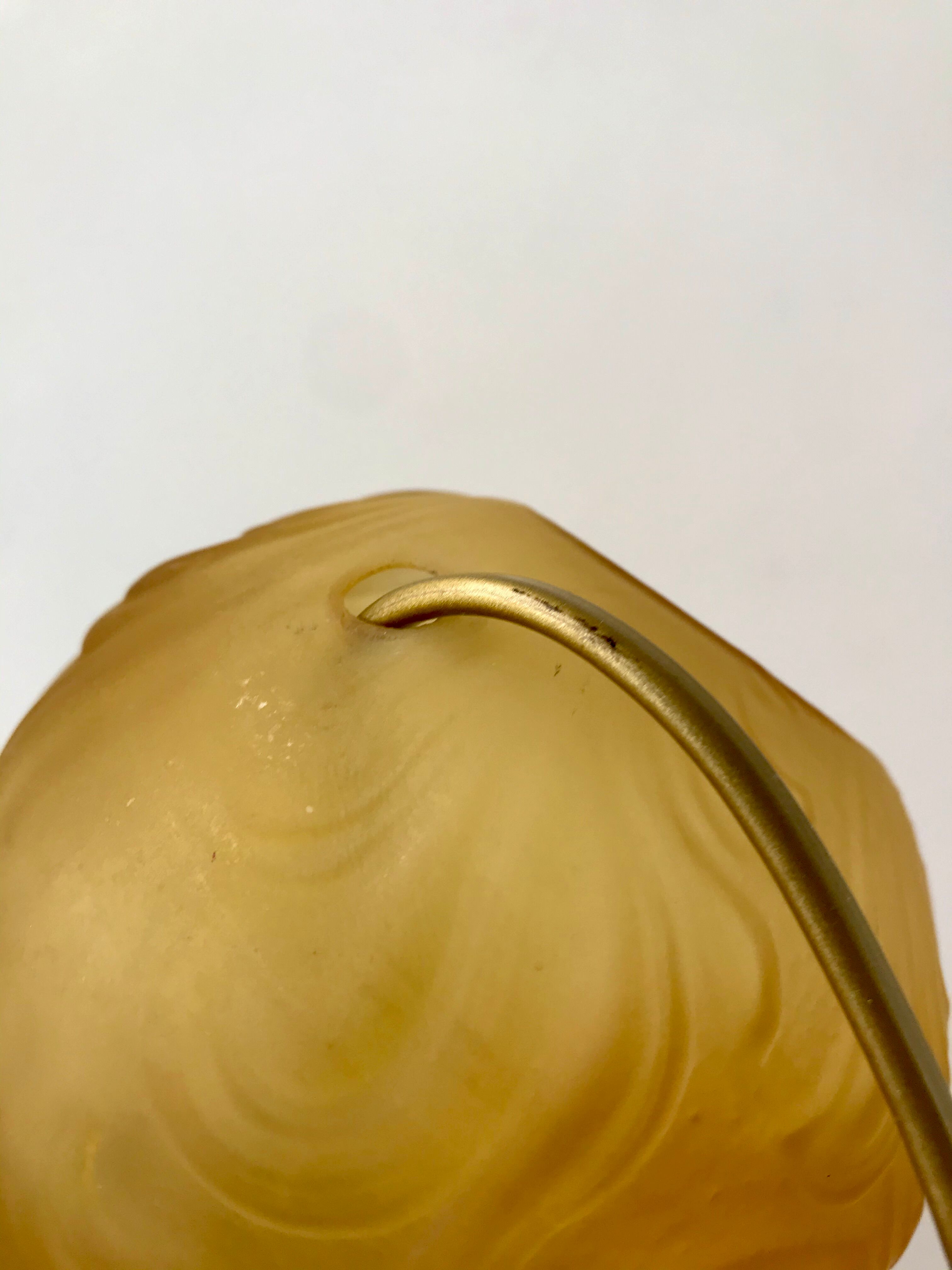 Art deco amber glass lamp and cylindrical lampshade 30s
