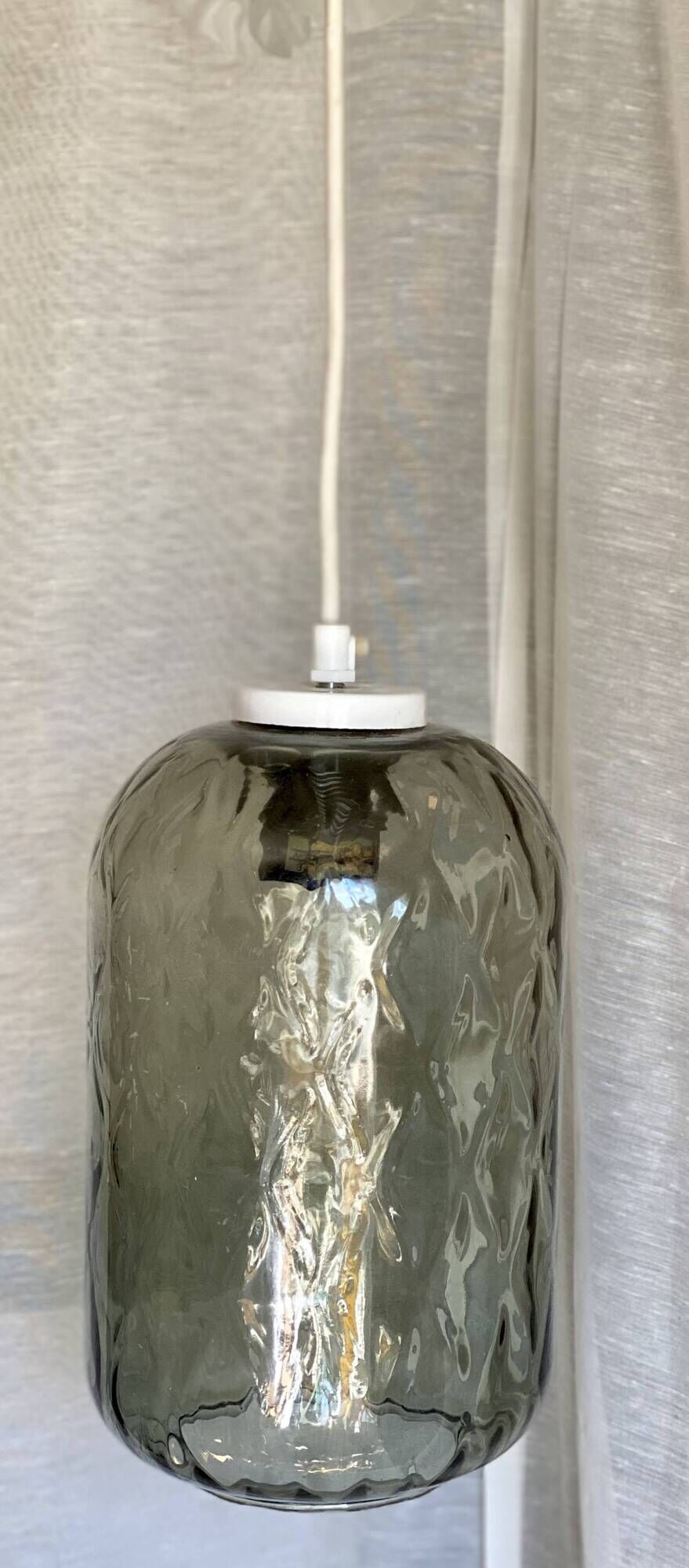 Vintage 1970 Murano glass cylindrical pendant light