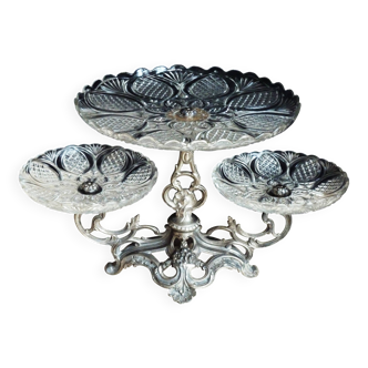 Art Deco two-tier fruit stand, Art Deco fruit bowl in glass/metal.