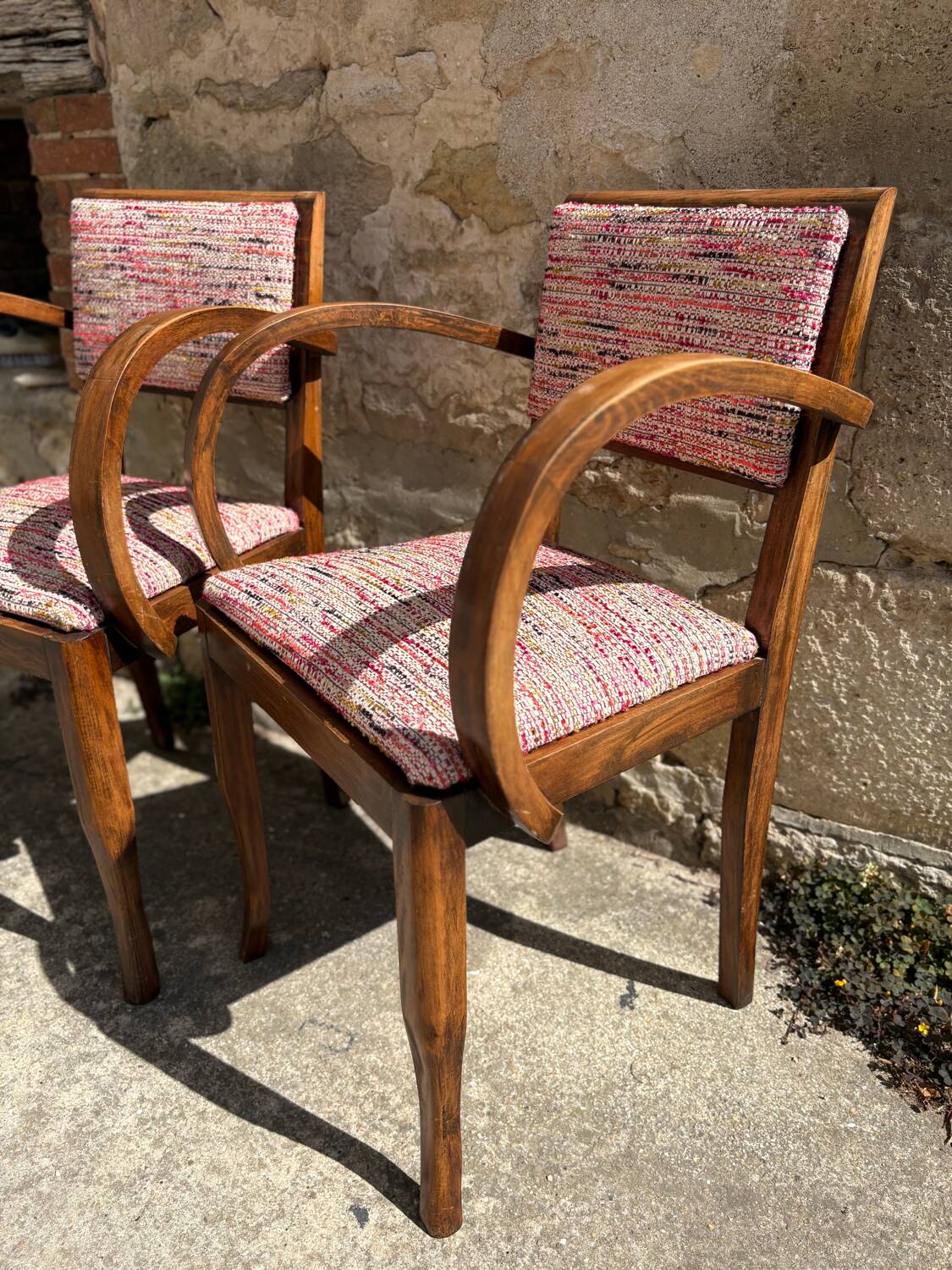 Pair of 1960s bridge chairs in Nobilis fabric