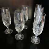 6 vintage crystal champagne flutes by etzel