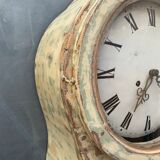 Antique mora clock long case, mint colour wood case 1800s