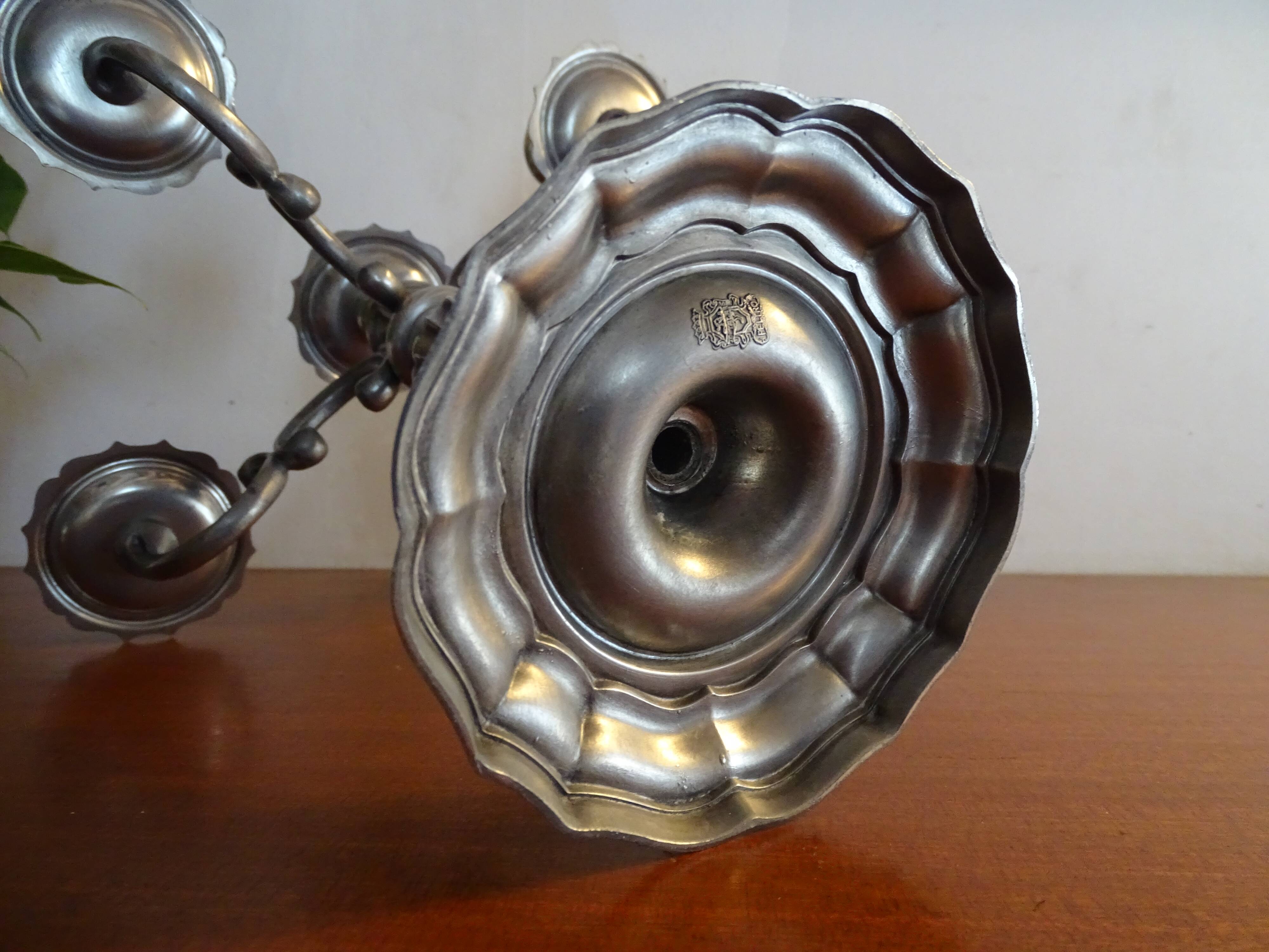 Candlestick 5 branches pewter Peltro signed
