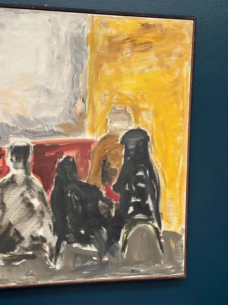 Original Danish Oil on Canvas“Figurative Composition” by Max Bilde