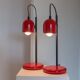 Set of 2 vintage red table lamps - postmodern Memphis design - Italy 1980s