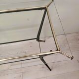 Antique side table made of metal and glass