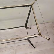 Table d'appoint ancienne en métal et en verre