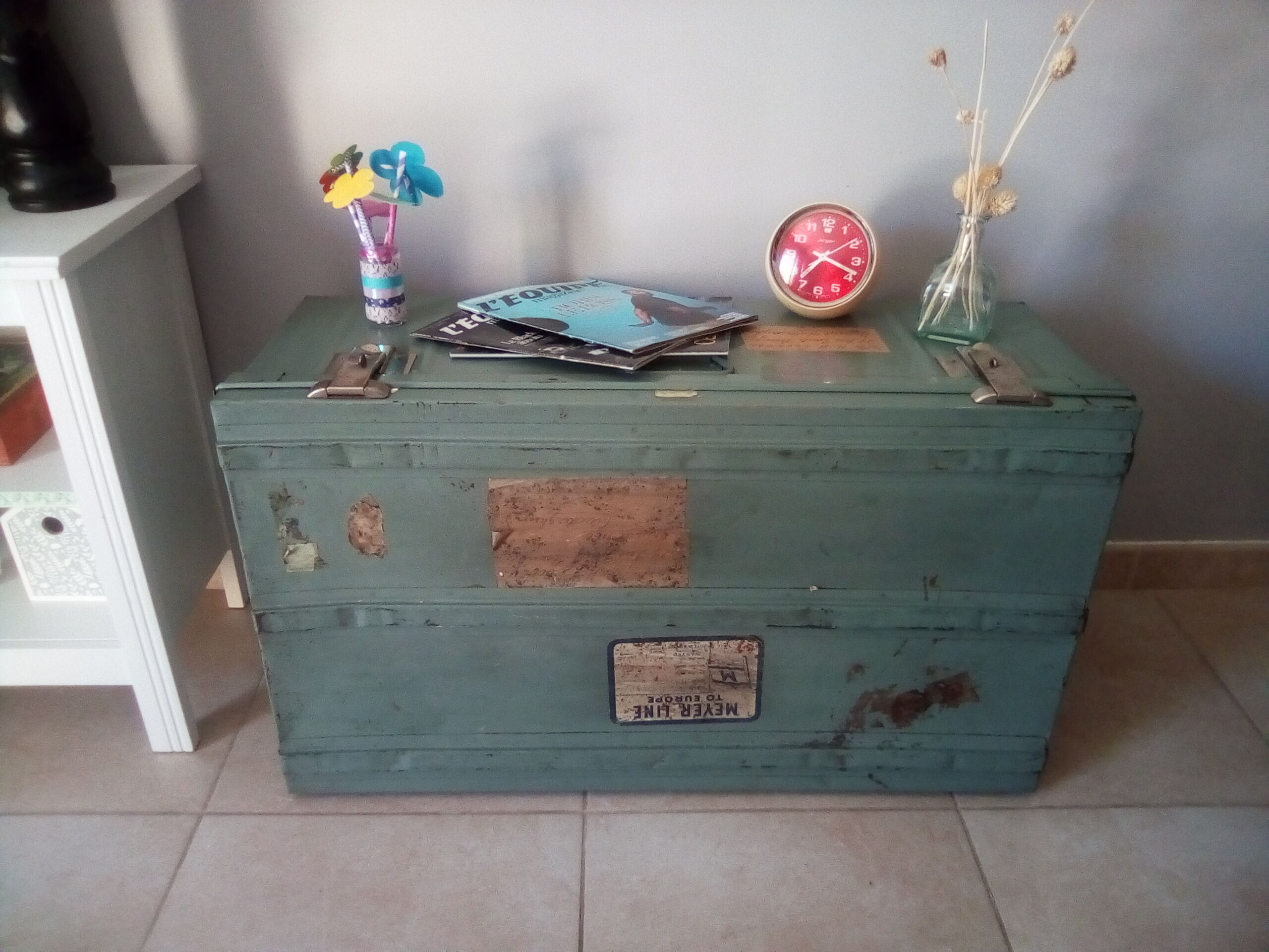 Vintage metal trunk of the 60s