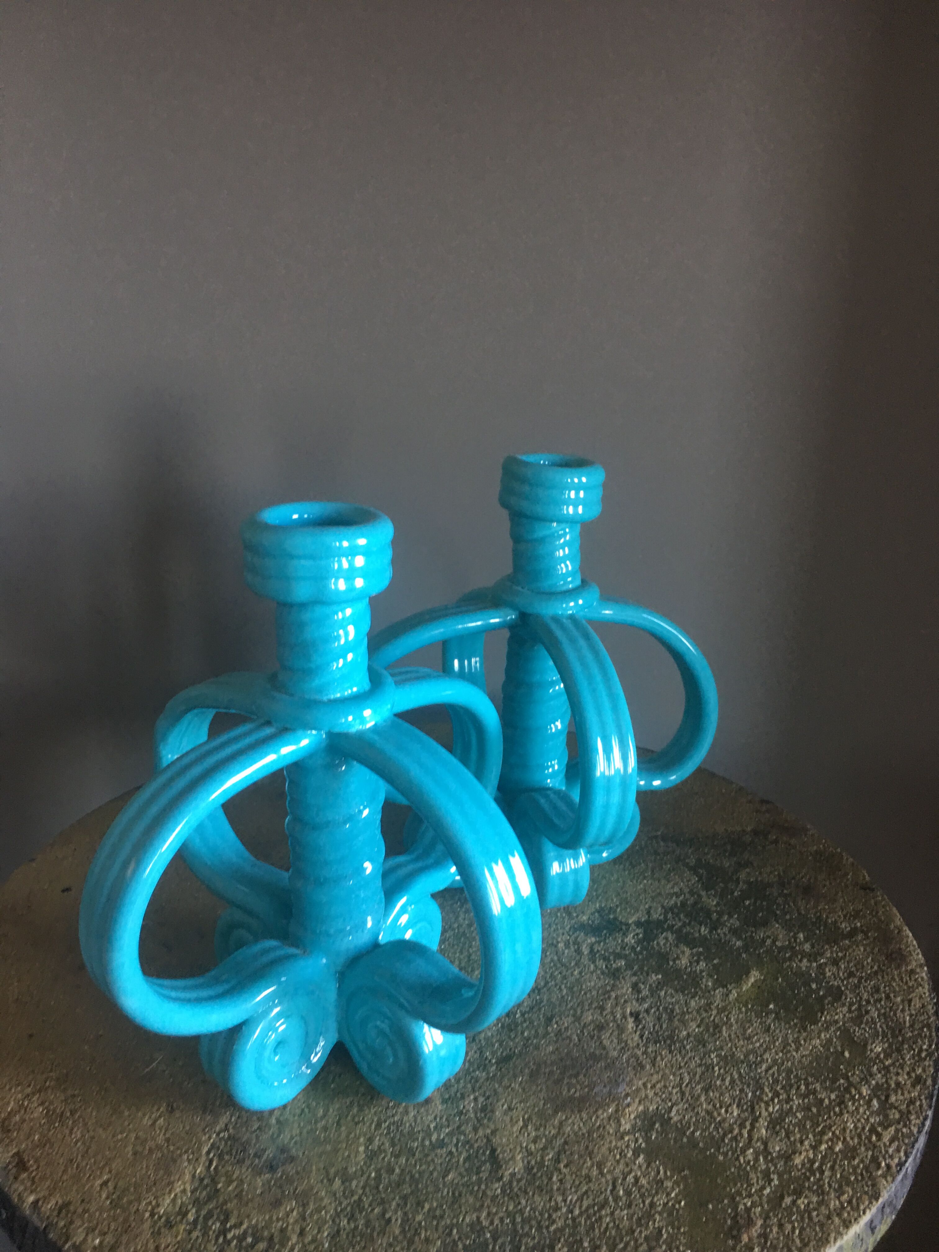 Pair of candlesticks vintage ceramic