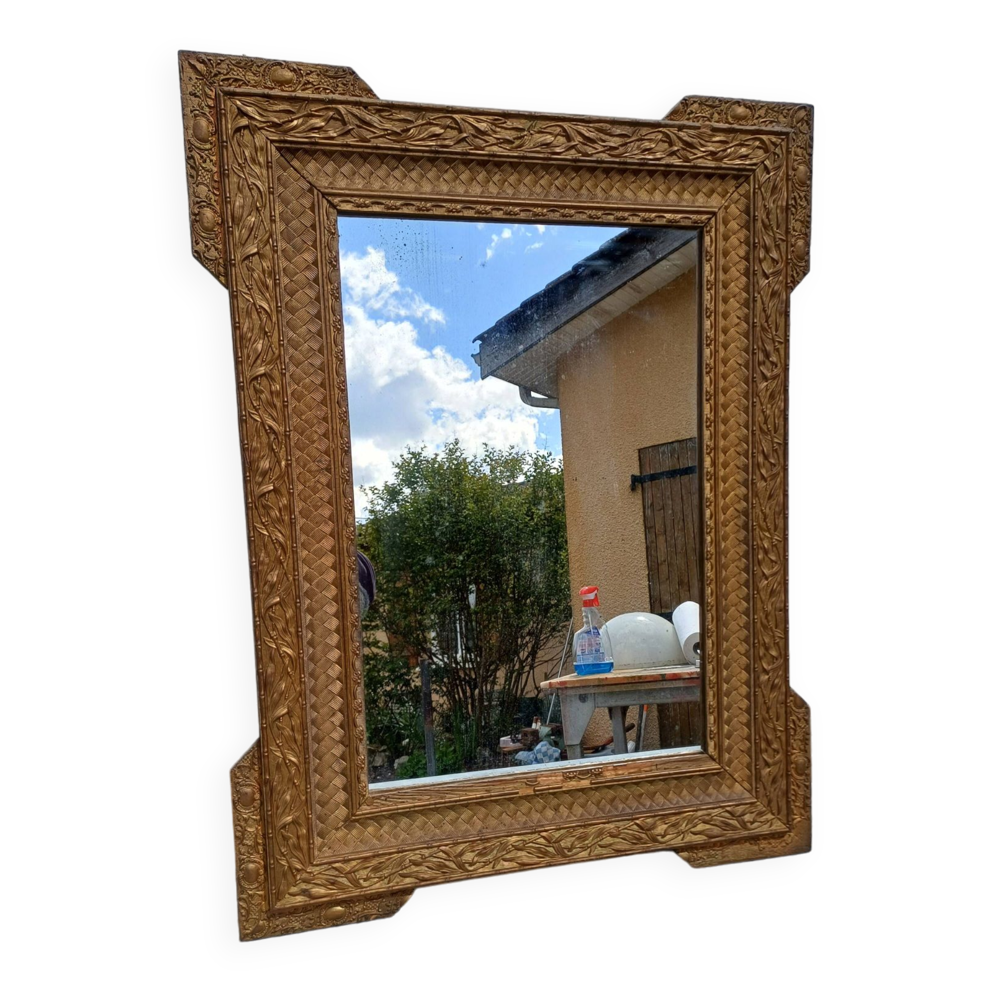 Wood and gilded Stuk mirror 19th