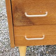 Vintage chest of drawers from the 50s in blond oak 4 drawers conical legs