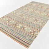 6x11 Wool Vintage Kilim Rug, Ethnic Patterned Rug, 177x332Cm