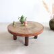 Round coffee table in wood and ceramic by Roger Capron, herbier/garrigue model, 60s/70s