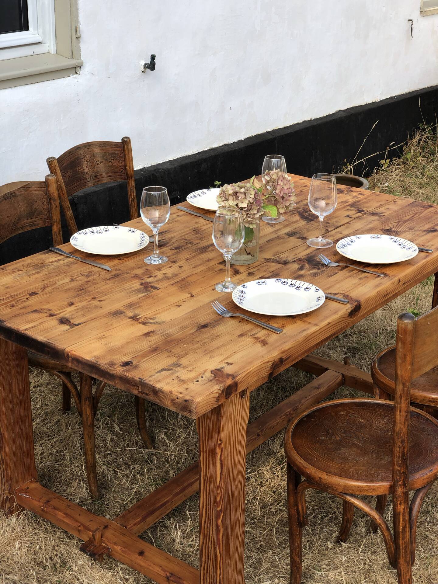 Old farmhouse table made of solid pine