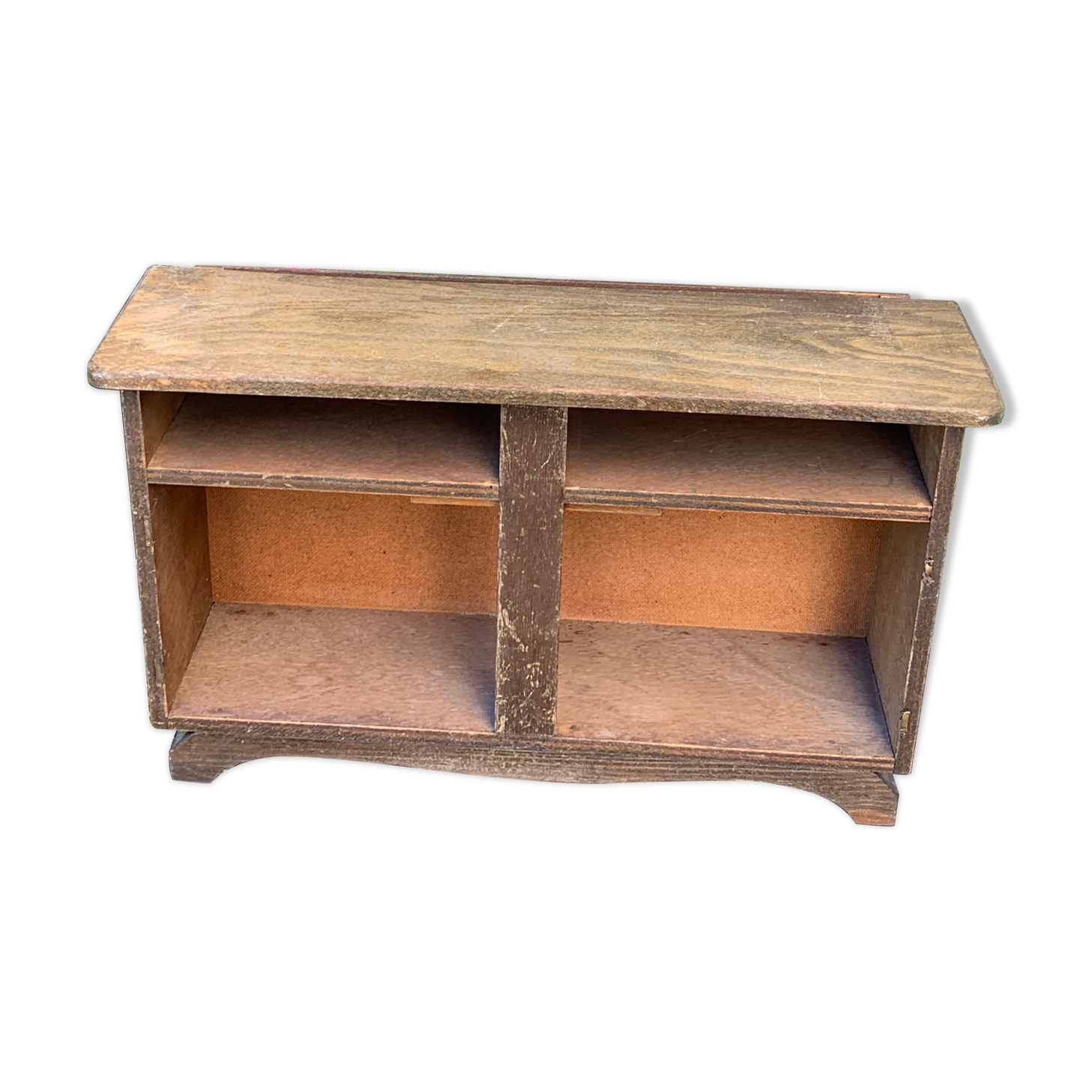 Wooden sideboard without doors for vintage dolls