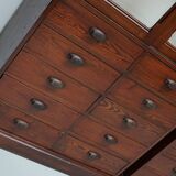Large Antique Belgian Pitch Pine Apothecary Shop Cabinet / Vitrine, ca 1900