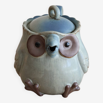 Japanese owl teapot in vintage stoneware