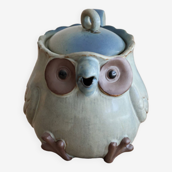 Théière japonaise chouette hibou en grès vintage