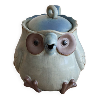 Japanese owl teapot in vintage stoneware