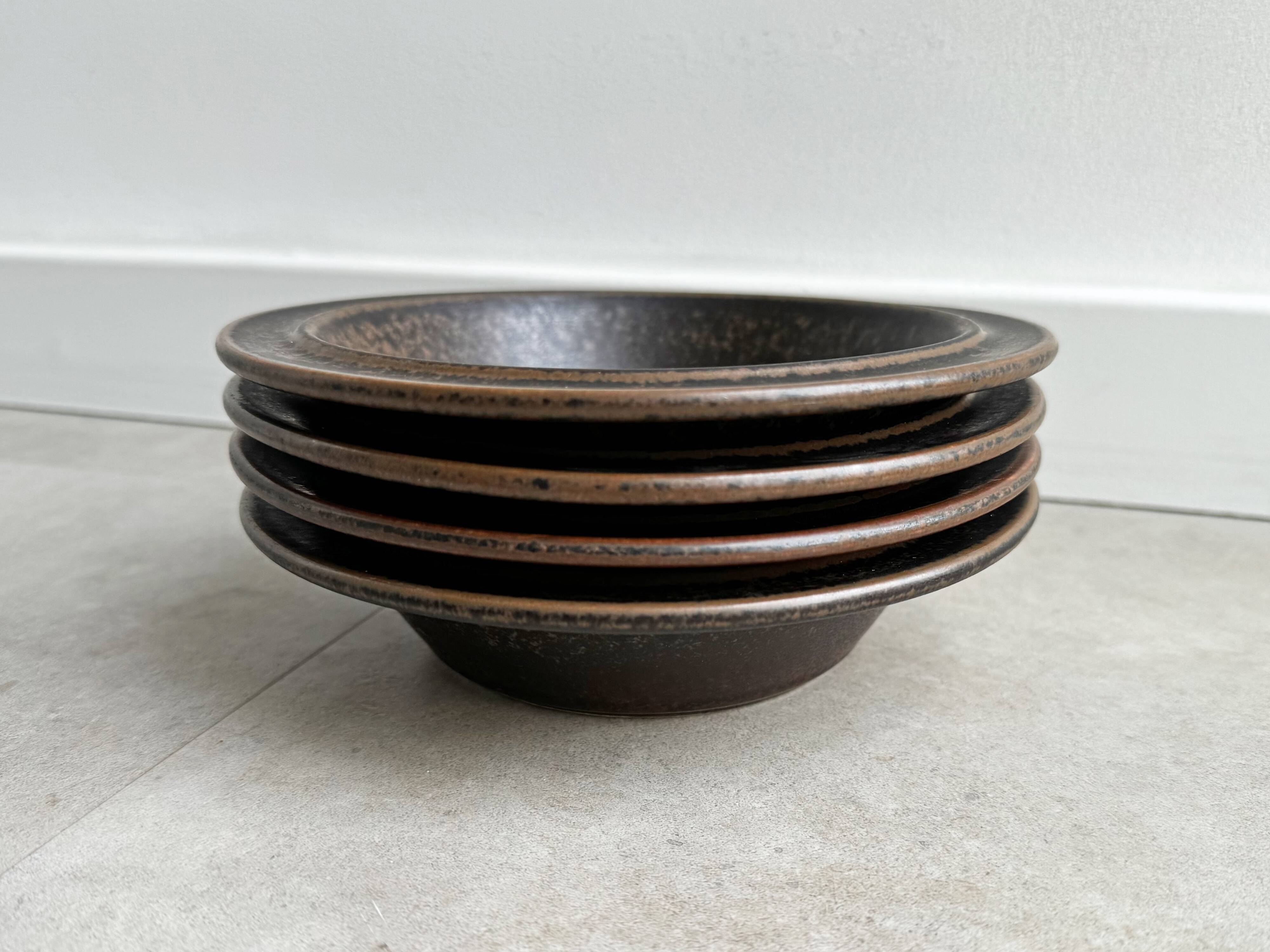 Lot de 4 bols vintage Ruska par Ulla Procopé pour Arabia Finlande