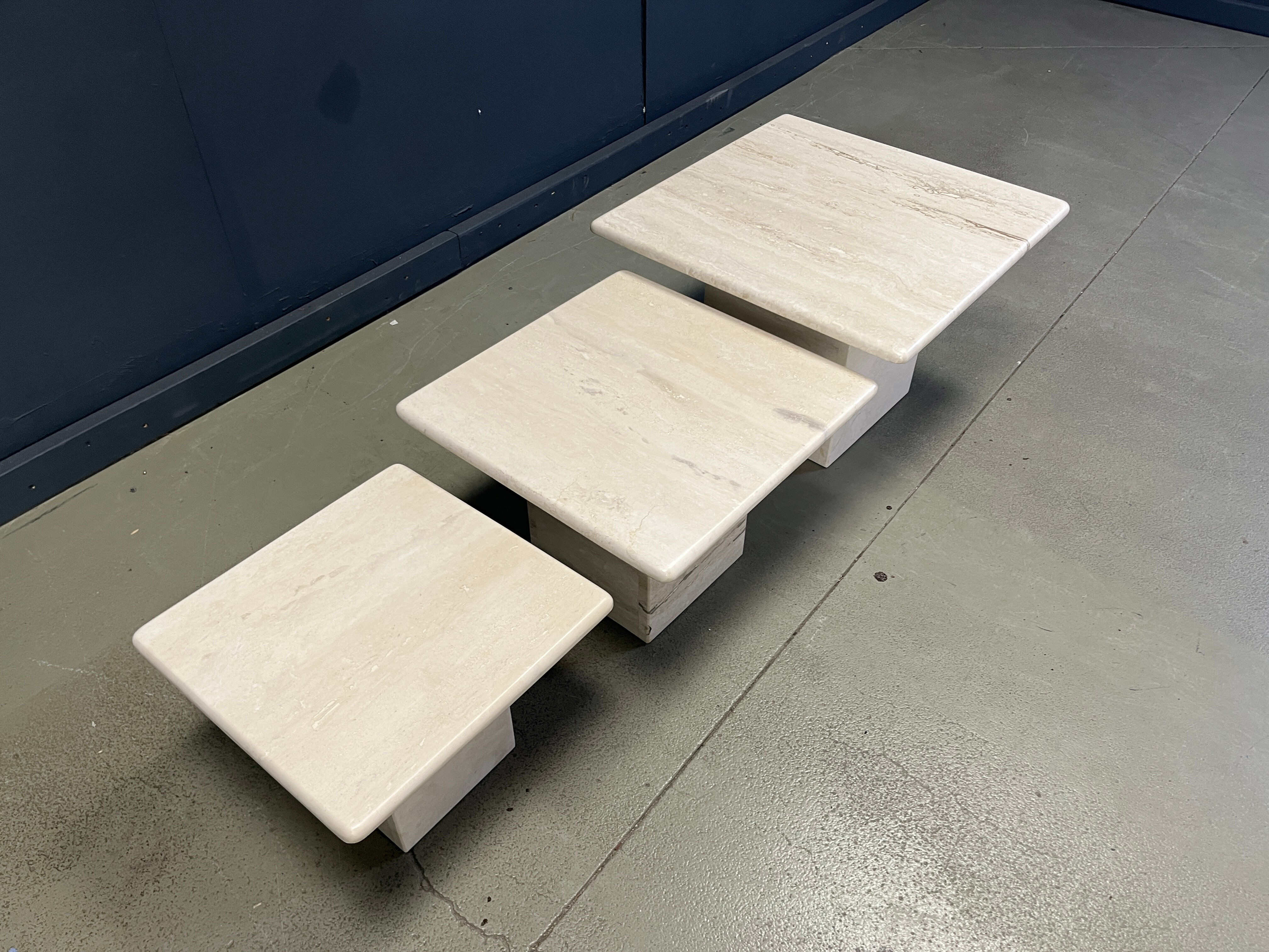 Vintage travertine nesting tables or side tables, 1970s
