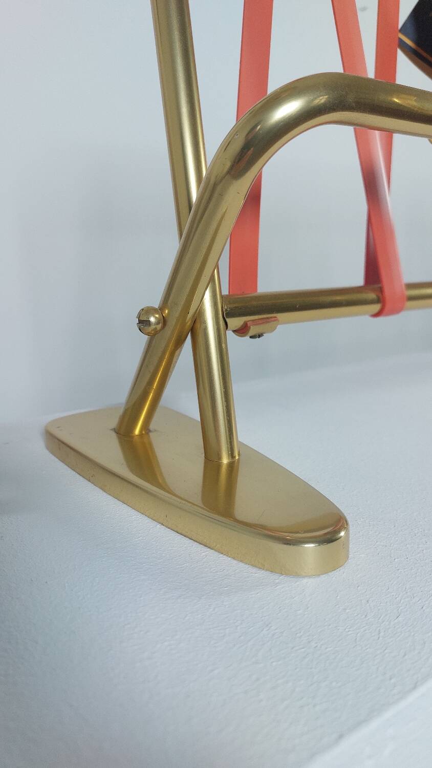 Vintage mid century wall mount brass wardrobe coat rack