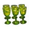 Lot de 6 verres émailles à décor fleur et dorée fait main couleur vert