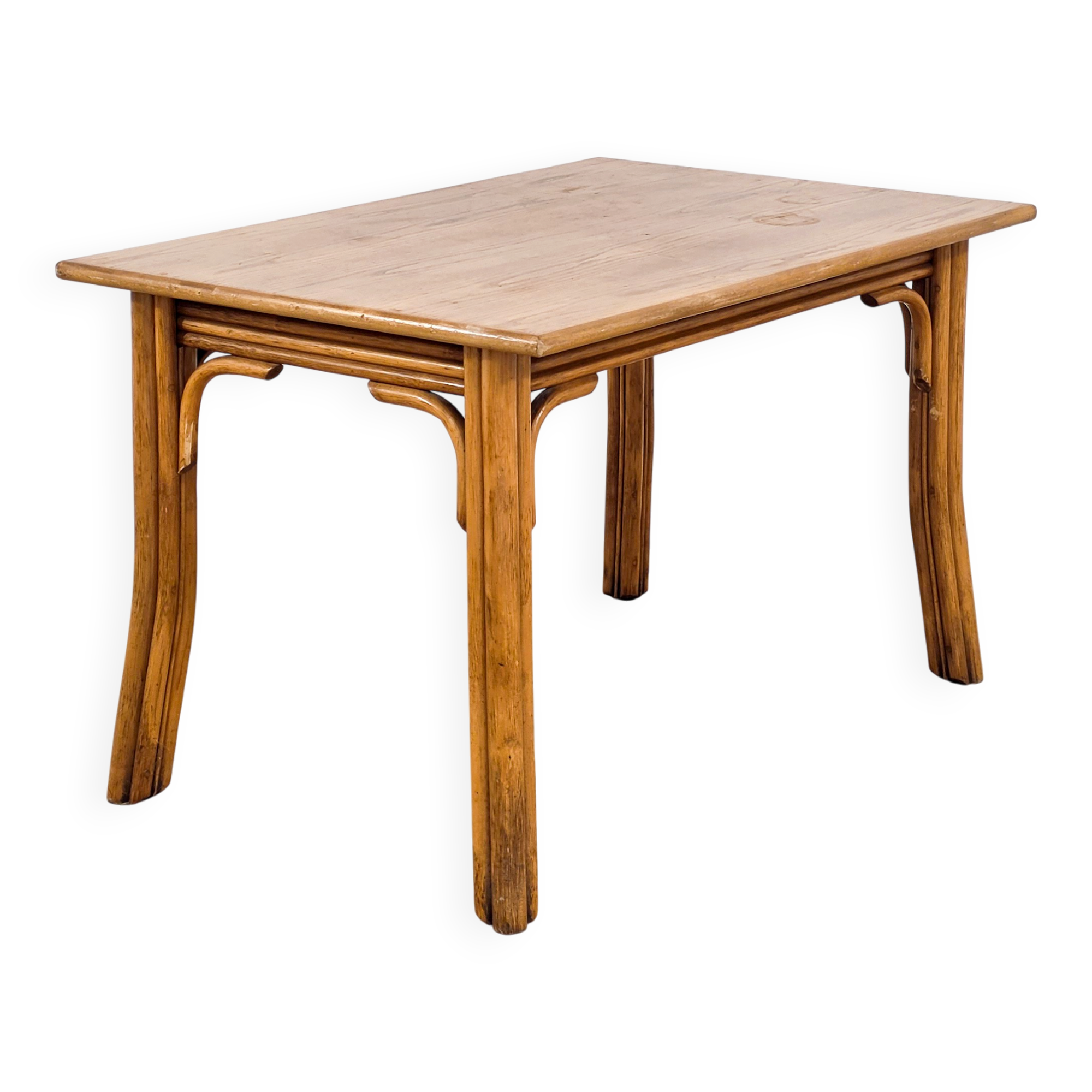 Superbe table à manger en bois massif des années 1950