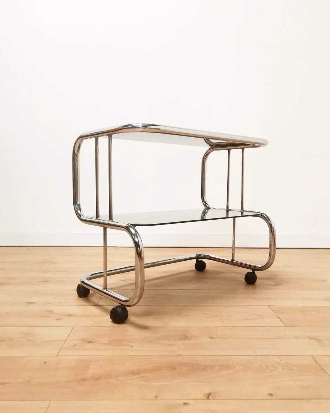 70s aluminum server and double smoked glass trays