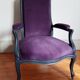 Voltaire armchair from the 19th century, purple velvet