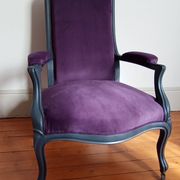 Voltaire armchair from the 19th century, purple velvet