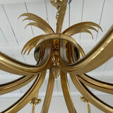 Brass and chrome pineapple chandelier, 1970s