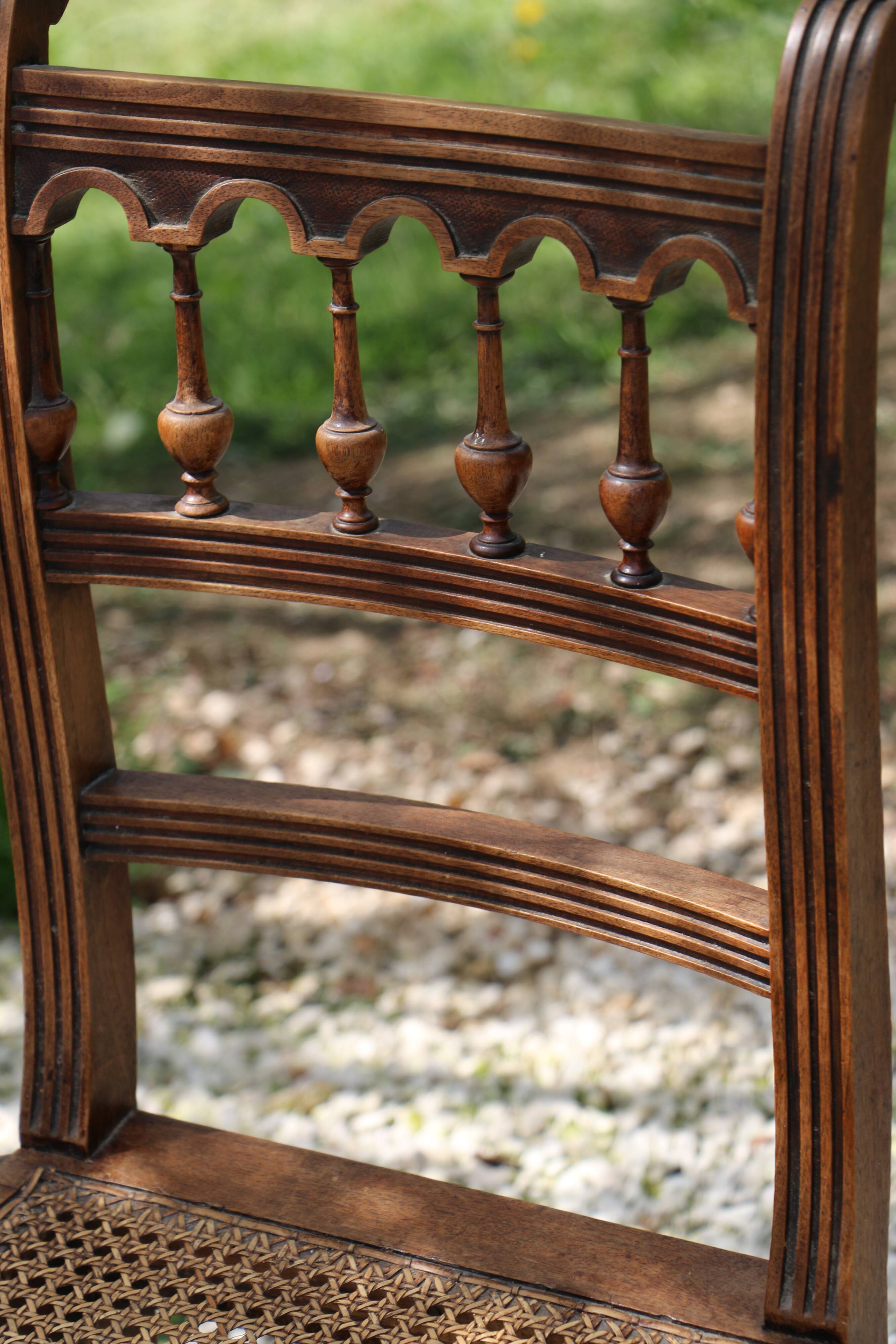Antique wooden chair Henri II seated in canning