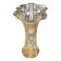 Vase en verre décor floral étain